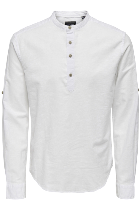 Only & Sons onscaiden ls halfplackt linen shirt